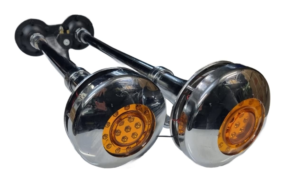 Didonk - DUAL AIR HORN WITH LAMP (CHROME) - 58-72 CM